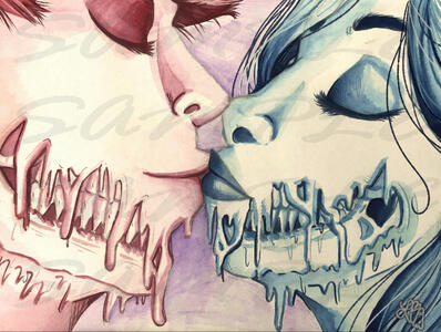 Kiss Goodby - Water Color, 9" x 12" - 2011